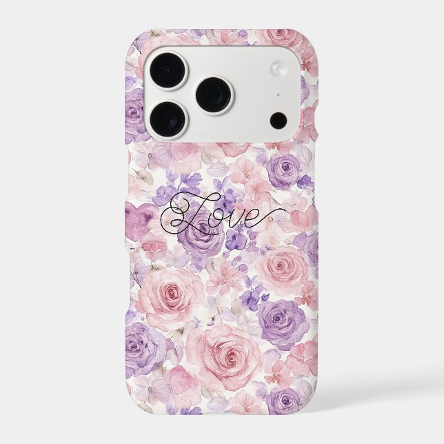 Pink Purple Blush Flowers Hearts Valentine's Day Case-Mate iPhone Case (Back)