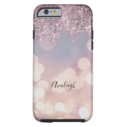 Pink Purple Bokeh Glitter Glam Luxury Monogrammed Tough iPhone 6 Case