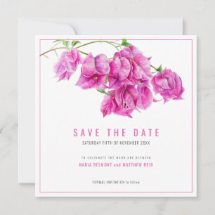 Pink purple bougainvillea floral art wedding save the date