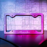 Pink Purple Brushed Metal Monogram License Plate Frame<br><div class="desc">Luxury Pink and Purple Ombre Faux Foil Brushed Metal Elegant Monogram License Plate. This License Plate can be customized to include your first name.</div>