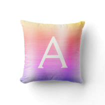 Pink Purple Brushed Metal Monogram Name Initial Throw Pillow