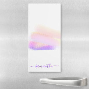Pink purple brushstrokes artistic creative name magnetic notepad
