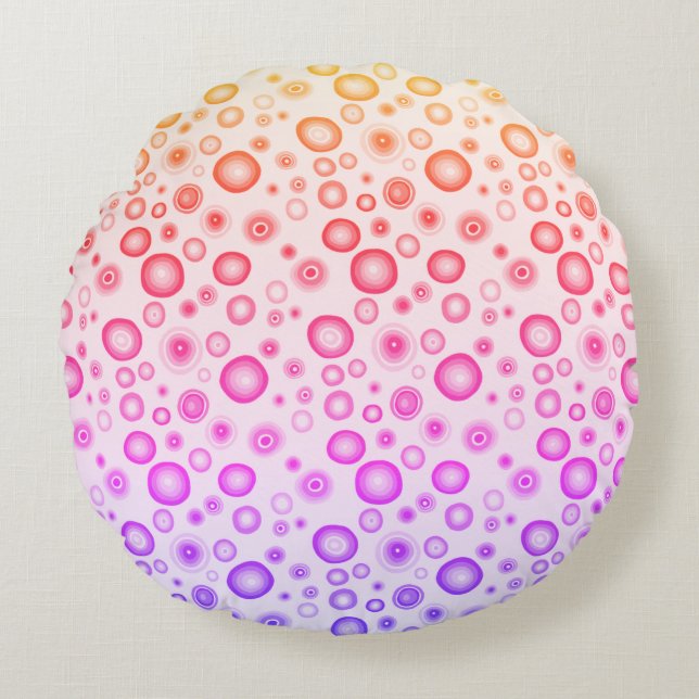 Pink Purple Bubbles Modern Circles Pattern Round Pillow (Front)
