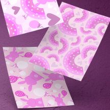 Pink & Purple Bunnies & Rainbows With Hearts