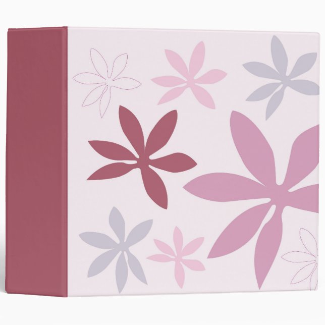 Pink, Purple & Burgundy Flower Petals 3 Ring Binder (Front/Spine)