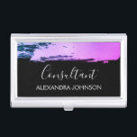 Pink Purple Business Foil Brush Stroke Business Card Case<br><div class="desc">Pink, Purple and Black Ombre Foil Brush Stroke Trendy Consultant Minimalist Business Card Holder with white hand lettered elegant typography for the monogram. The Foil Brush Stroke Business Card Holder can be customized for any profession. If the profession or name text does not fit your needs, please contact the designer....</div>