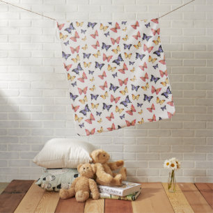 Pink Purple Butterflies Baby Blanket