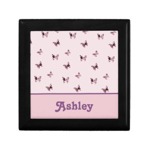 Pink Purple Butterflies Beautiful Satin Pattern Gift Box