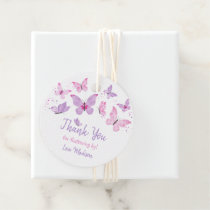 Pink Purple Butterfly Birthday Favor Tags