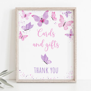 Pink Purple Butterfly Birthday Gifts Sign