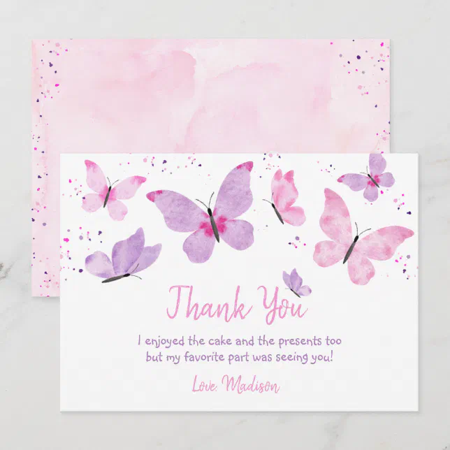 Purple and Pink Thank You Card Purple Floral Watercolor Thank You Card Printable Instant  main image 3