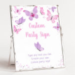 Pink Purple Butterfly Editable Birthday Sign at Zazzle