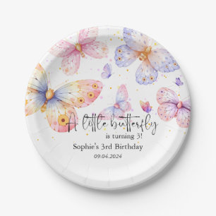 Pink Purple Butterfly Girl All Ages Birthday Paper Plates