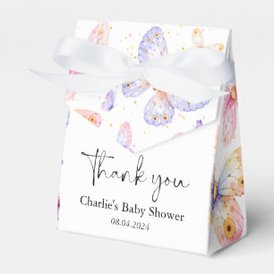 Pink Purple Butterfly Girl Baby Shower Favor Boxes