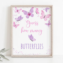 Pink Purple Butterfly Guess How Many Game Poster