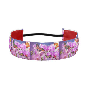 Pink purple butterfly orchid flower watercolor athletic headband