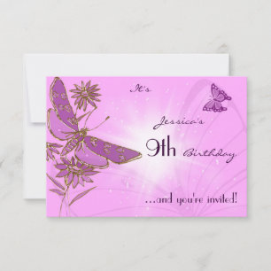 Pink Purple Butterfly RSVP Invitation Card