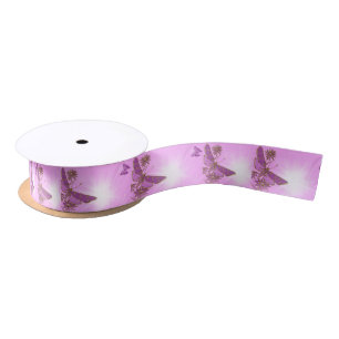 Pink Purple Butterfly Satin Ribbon