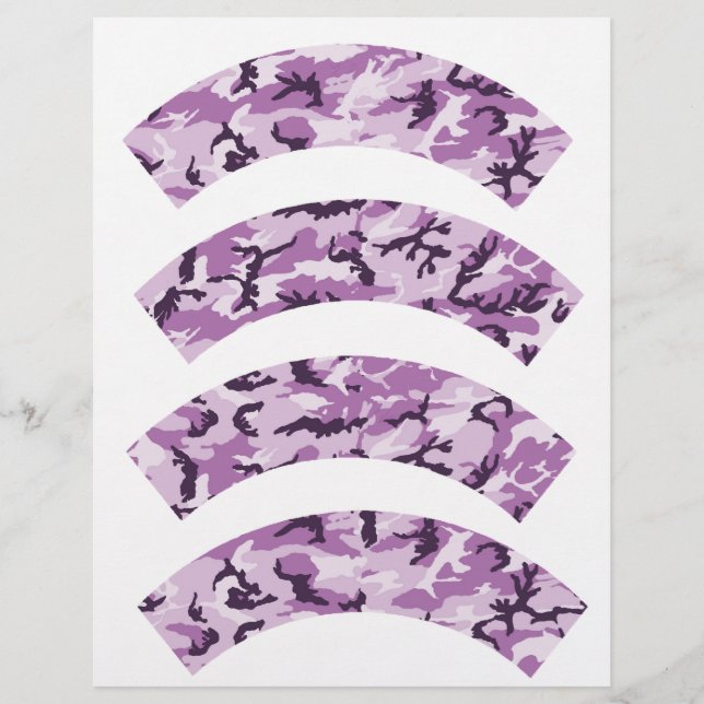 Pink & Purple Camouflage  Cupcake Wrapper (Front)