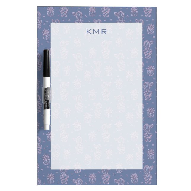 Pink & Purple Cartoon Cactus Pattern Dry-Erase Board (Front)