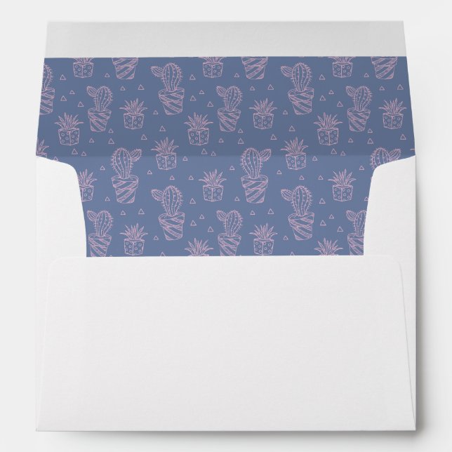 Pink & Purple Cartoon Cactus Pattern Envelope (Back (Bottom))