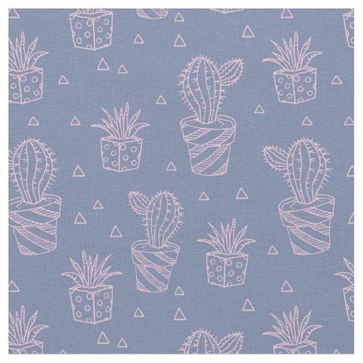 Pink & Purple Cartoon Cactus Pattern Fabric