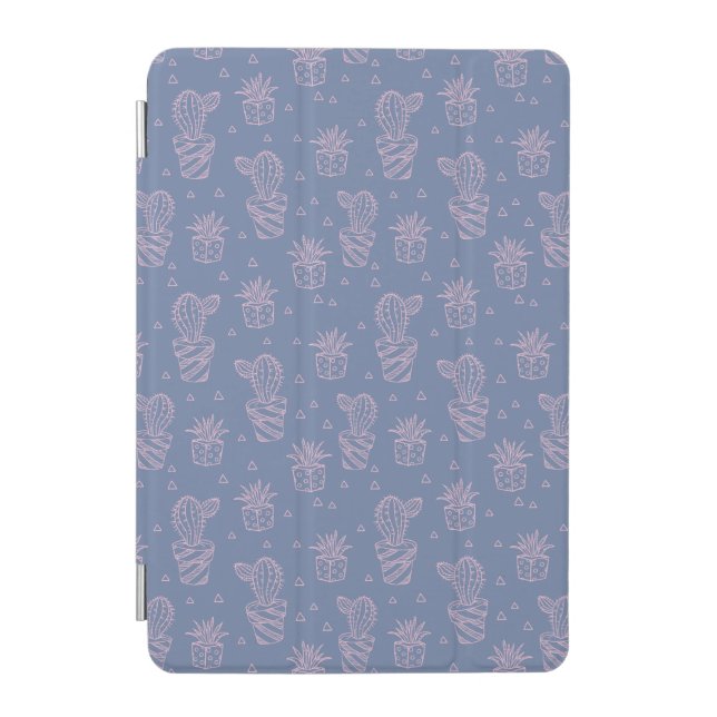 Pink & Purple Cartoon Cactus Pattern iPad Mini Cover (Front)
