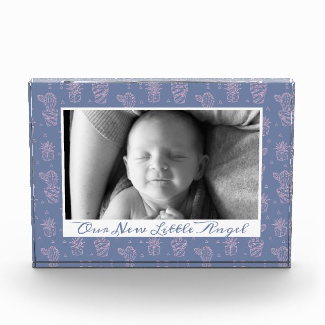 Pink & Purple Cartoon Cactus Pattern Photo Block (Front)