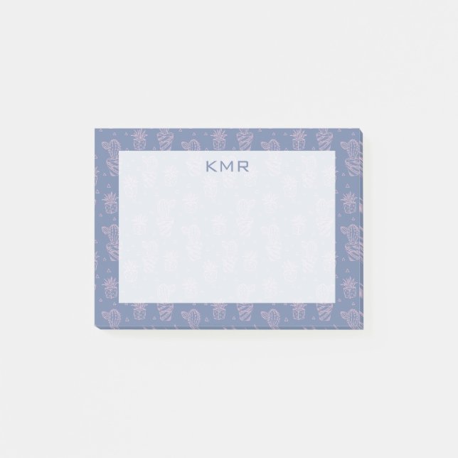 Pink & Purple Cartoon Cactus Pattern Post-it Notes (Front)