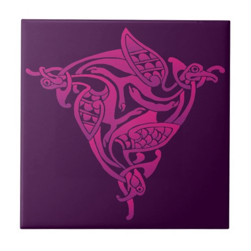 Pink Purple Celtic Bird Tile