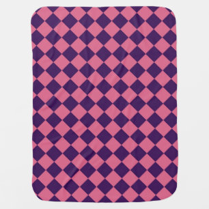 Pink Purple Checker Diamond Pattern Baby Blanket