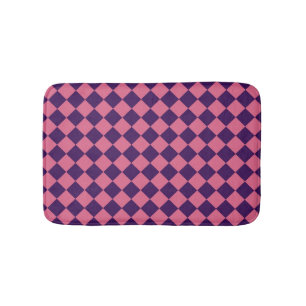 Pink Purple Checker Diamond Pattern Bath Mat