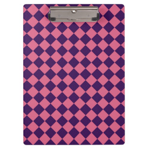 Pink Purple Checker Diamond Pattern Clipboard