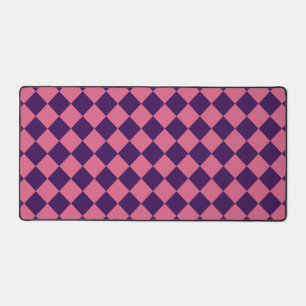 Pink Purple Checker Diamond Pattern Desk Mat