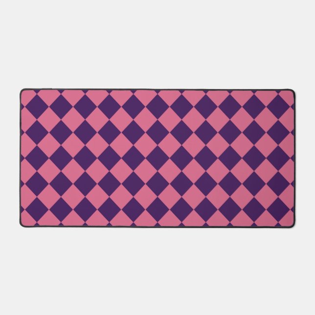 Pink Purple Checker Diamond Pattern  Desk Mat (Front)