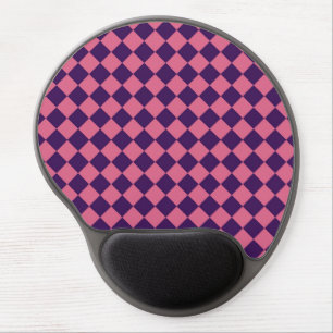 Pink Purple Checker Diamond Pattern Gel Mouse Pad