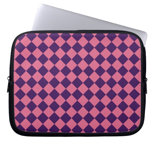 Pink Purple Checker Diamond Pattern  Laptop Sleeve (Front)