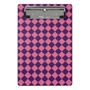 Pink Purple Checker Diamond Pattern Mini Clipboard