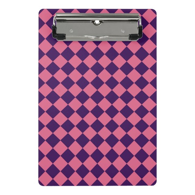 Pink Purple Checker Diamond Pattern  Mini Clipboard (Front)