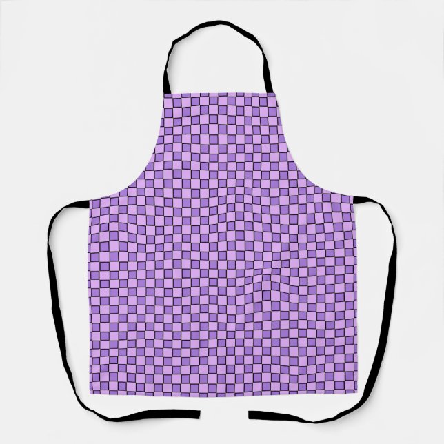 Pink Purple Checkerboard Gingham Pattern Apron (Front)