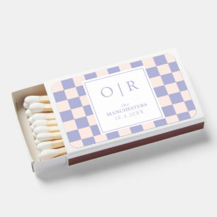 Pink & Purple Checkered Wedding Favor Matchboxes
