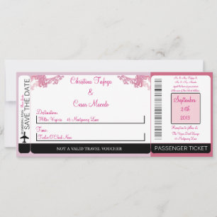Pink/Purple Chine Boarding Pass Wedding Invitation