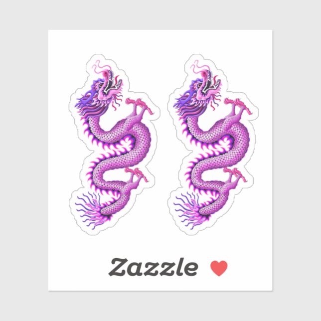 Pink & Purple Chinese Dragon Sticker (Sheet)