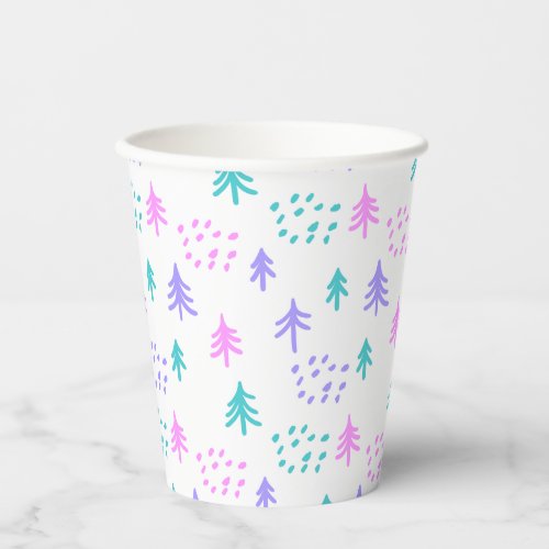 Pink  Purple Christmas Holiday Pattern Paper Cups