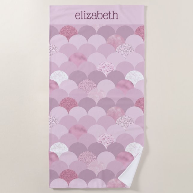 Pink purple circle texture beach towel (Front)