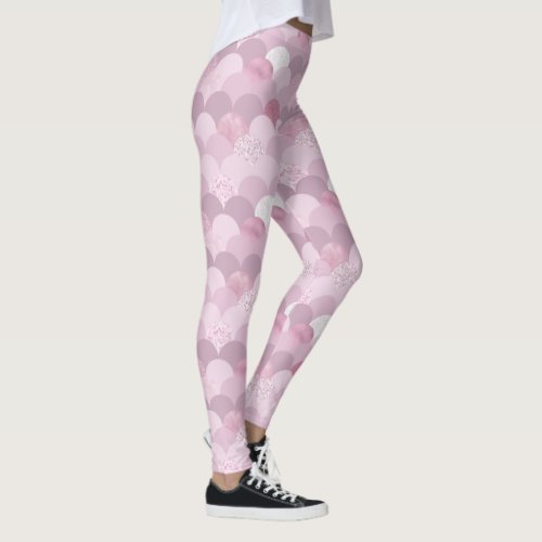 Pink purple circle texture leggings