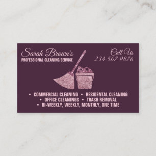 Pink Purple Cleaning Service Maid Janitorial Business Card