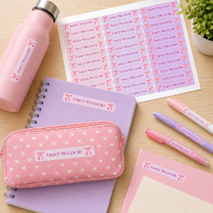 Pink & Purple Clothing School Labels with Bow