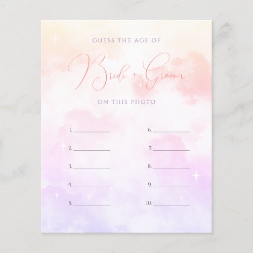 Pink Purple Cloud Nine Guess the Age Bridal Game