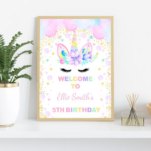 Pink & Purple Cloud Unicorn Welcome Sign